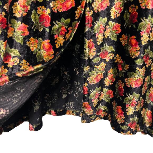 VTG 90s April Cornell  Whimsical Maxi Dress Black Velveteen Floral Size Medium - Picture 12 of 13